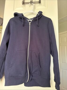 Primark Navy Zip Hoodie with Silver Zipper